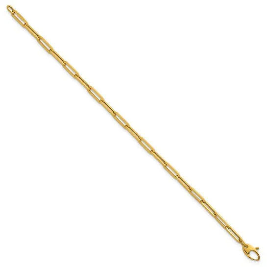 18k 14k Yellow Rose White Gold 4mm Flat Paperclip Link Bracelet Chain