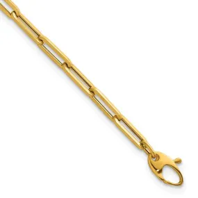 18k 14k Yellow Rose White Gold 4mm Flat Paperclip Link Bracelet Chain