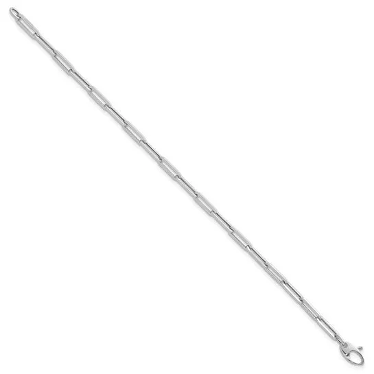 18k 14k Yellow Rose White Gold 4mm Flat Paperclip Link Bracelet Chain