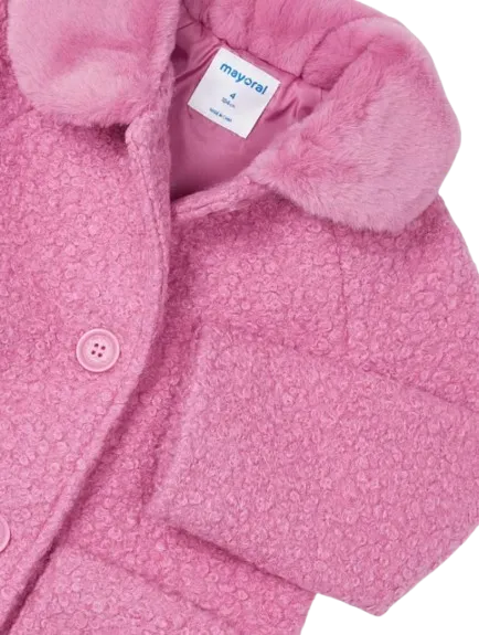 4487R - Girl Teddy Coat with Faux Fur Collar