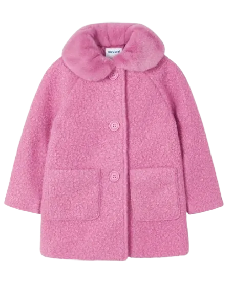 4487R - Girl Teddy Coat with Faux Fur Collar