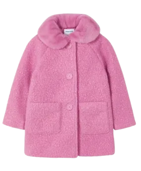 4487R - Girl Teddy Coat with Faux Fur Collar