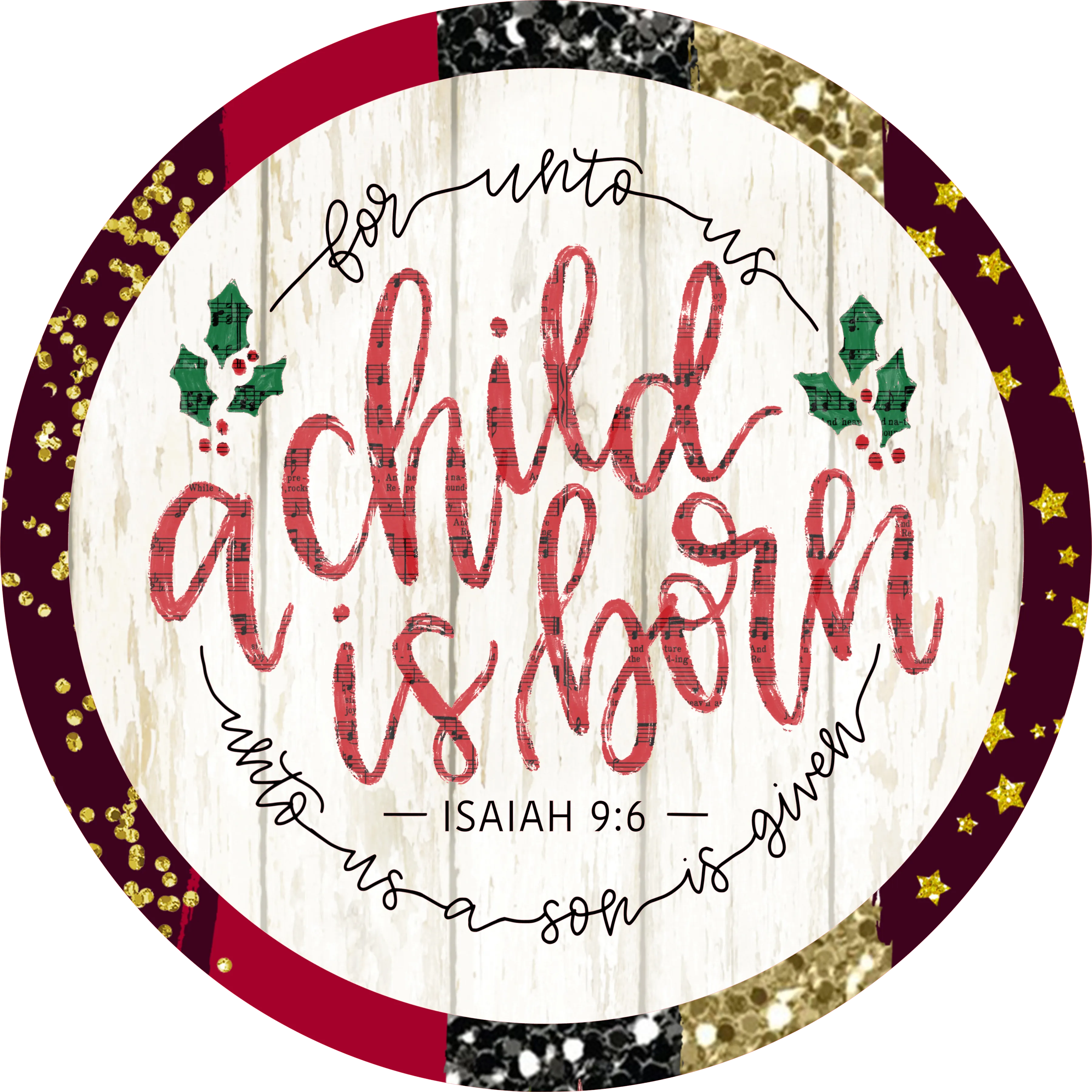 A Child is Born Sign, Holiday Sign, Christmas Sign, Wreath Supplies, Wreath Center
