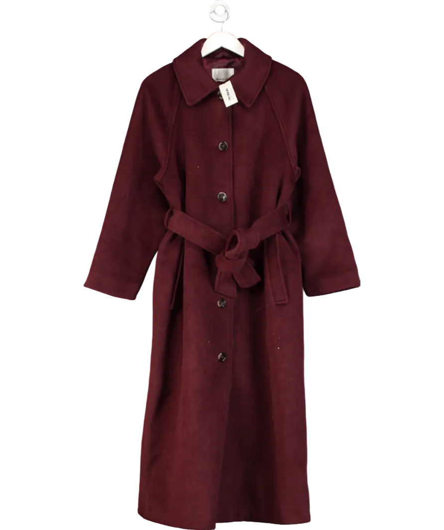 Abercrombie & Fitch Red Wool Belted Longline Coat UK L