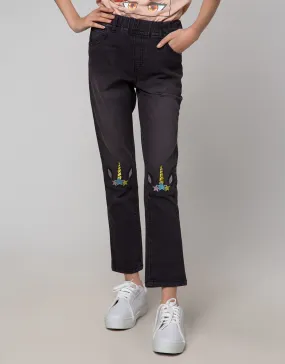 Aero Denim Long Pants Bordir Unicorn Knee