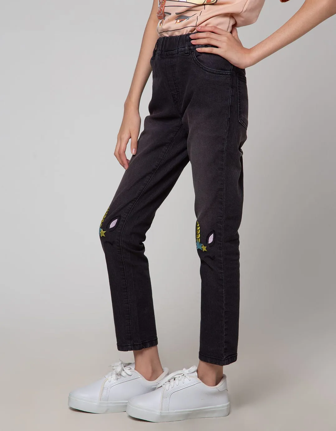 Aero Denim Long Pants Bordir Unicorn Knee