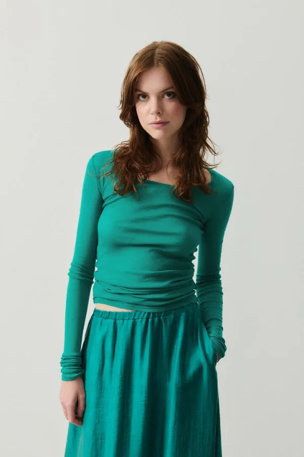 American Vintage | Massachusetts Longsleeve T-shirt - Vintage Peacock