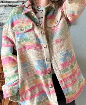 Aztec Shacket, Pink Western