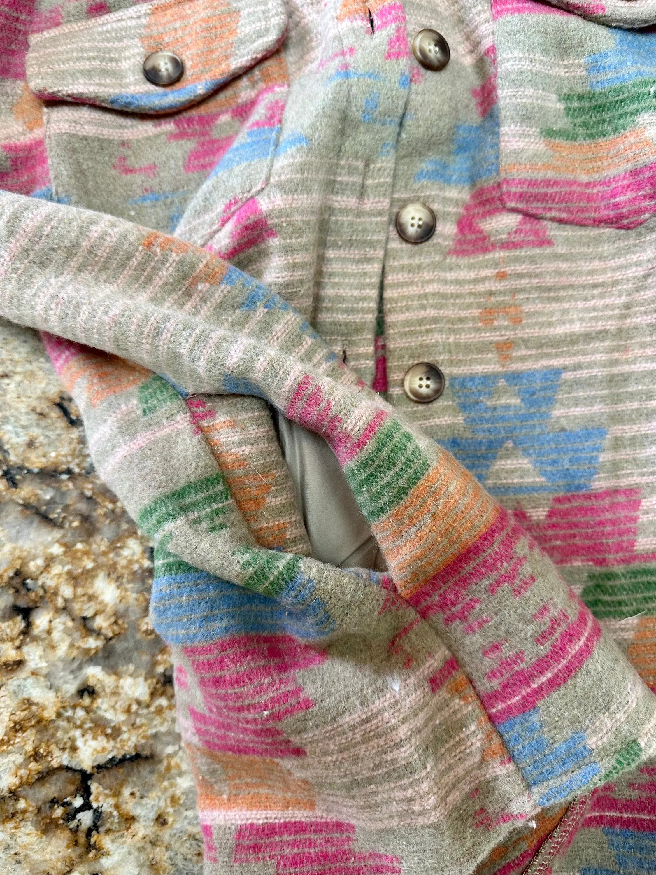 Aztec Shacket, Pink Western