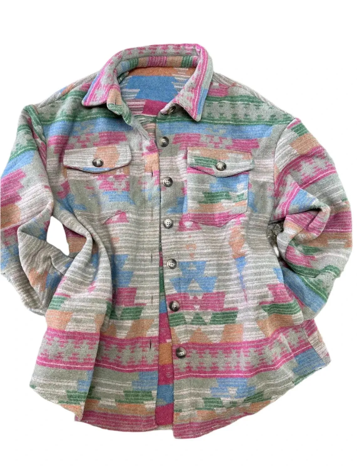 Aztec Shacket, Pink Western