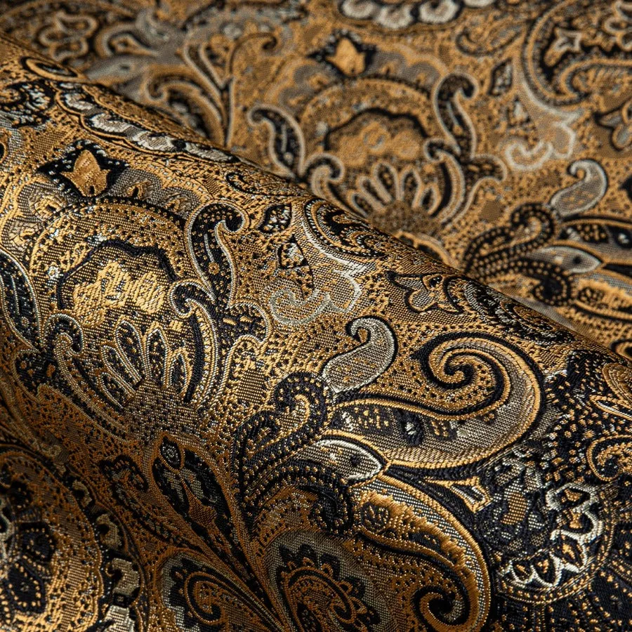 Barry.wang Button Down Shirt Golden Jacquard Woven Floral Silk Shirt