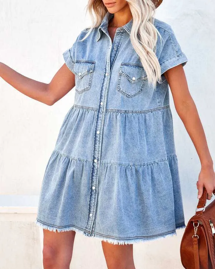 BB902 Frayed Denim Dress