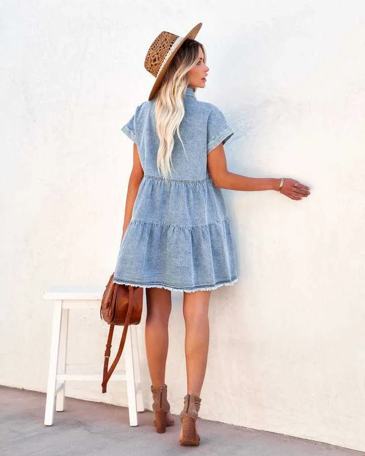 BB902 Frayed Denim Dress