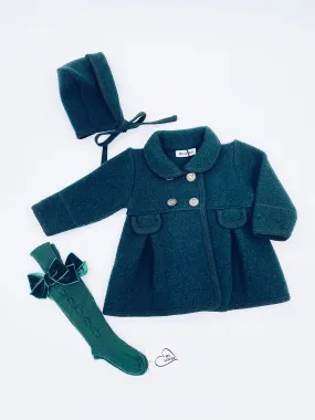 Beautiful Deep Green merino wool coat.