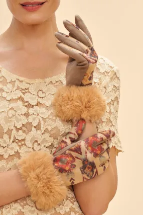 Bernadette Faux Suede Gloves in Warm Ikat