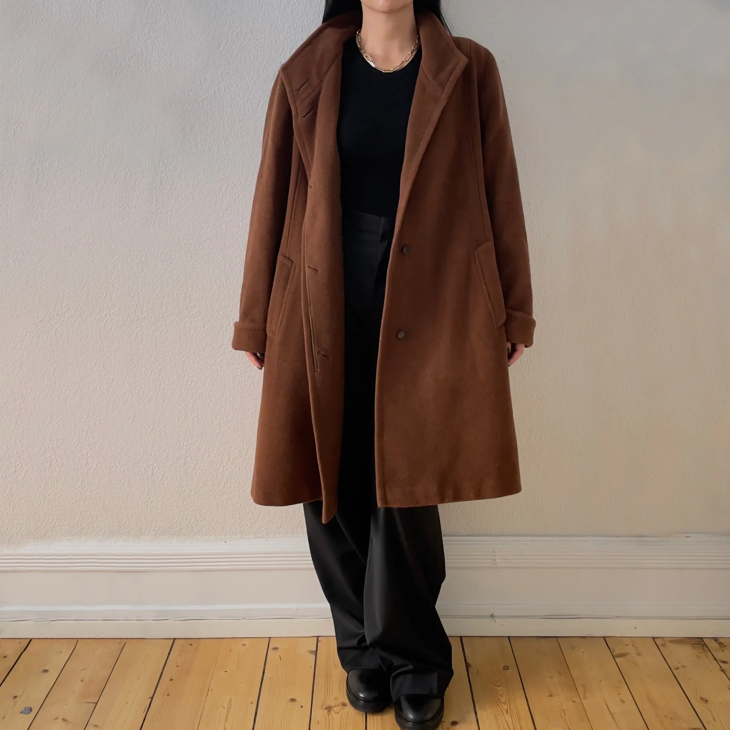 Brown Wool Angora Coat - Marcona