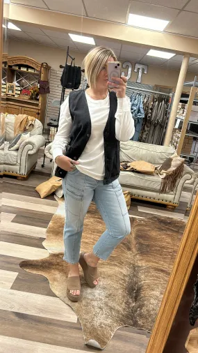 Button Down Denim Oversized Vest