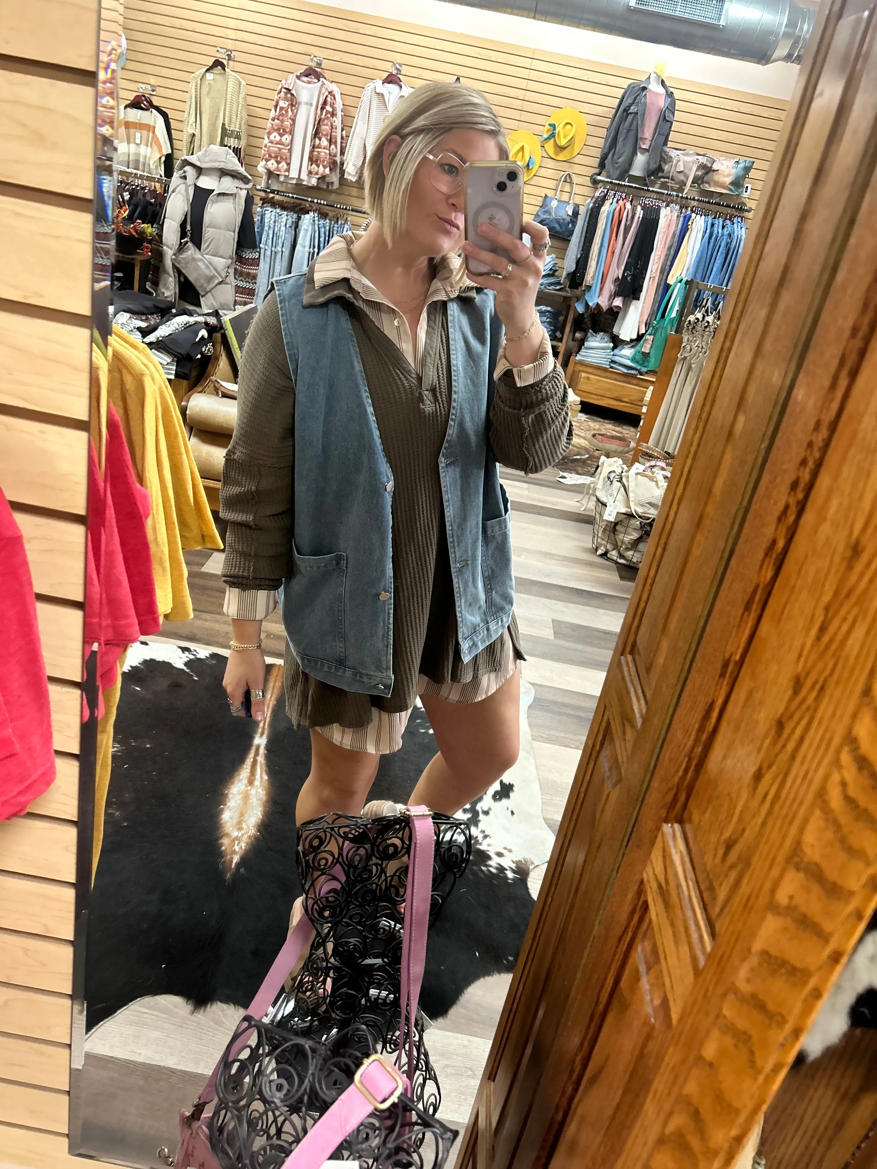Button Down Denim Oversized Vest
