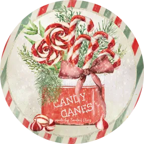 Candy Cane Sign, Holiday Sign, Christmas Sign, Wreath Center