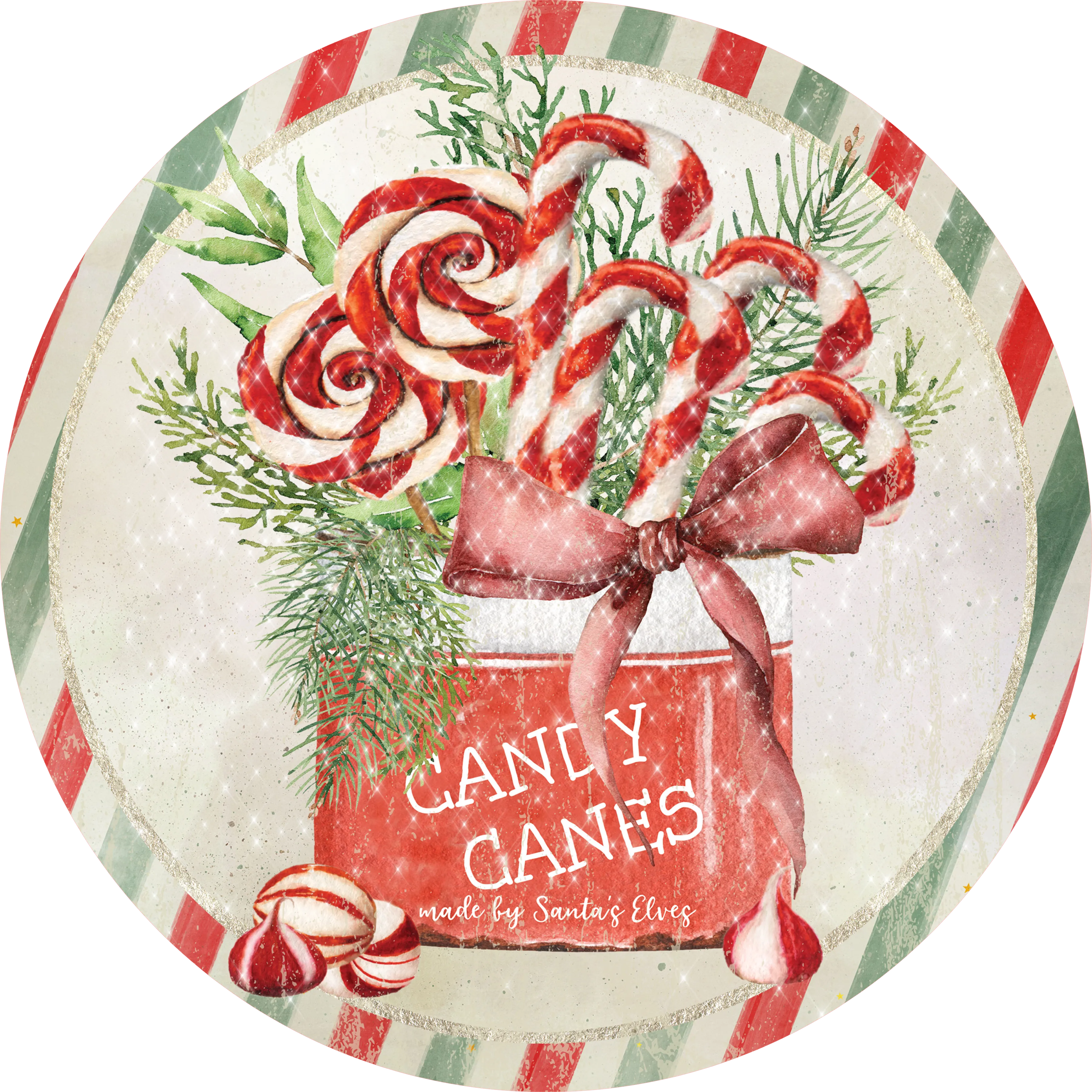Candy Cane Sign, Holiday Sign, Christmas Sign, Wreath Center
