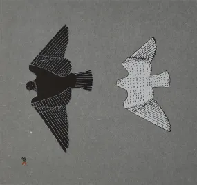Cape Dorset 2020 Print, Aerial Pursuit, Johnny Pootoogook