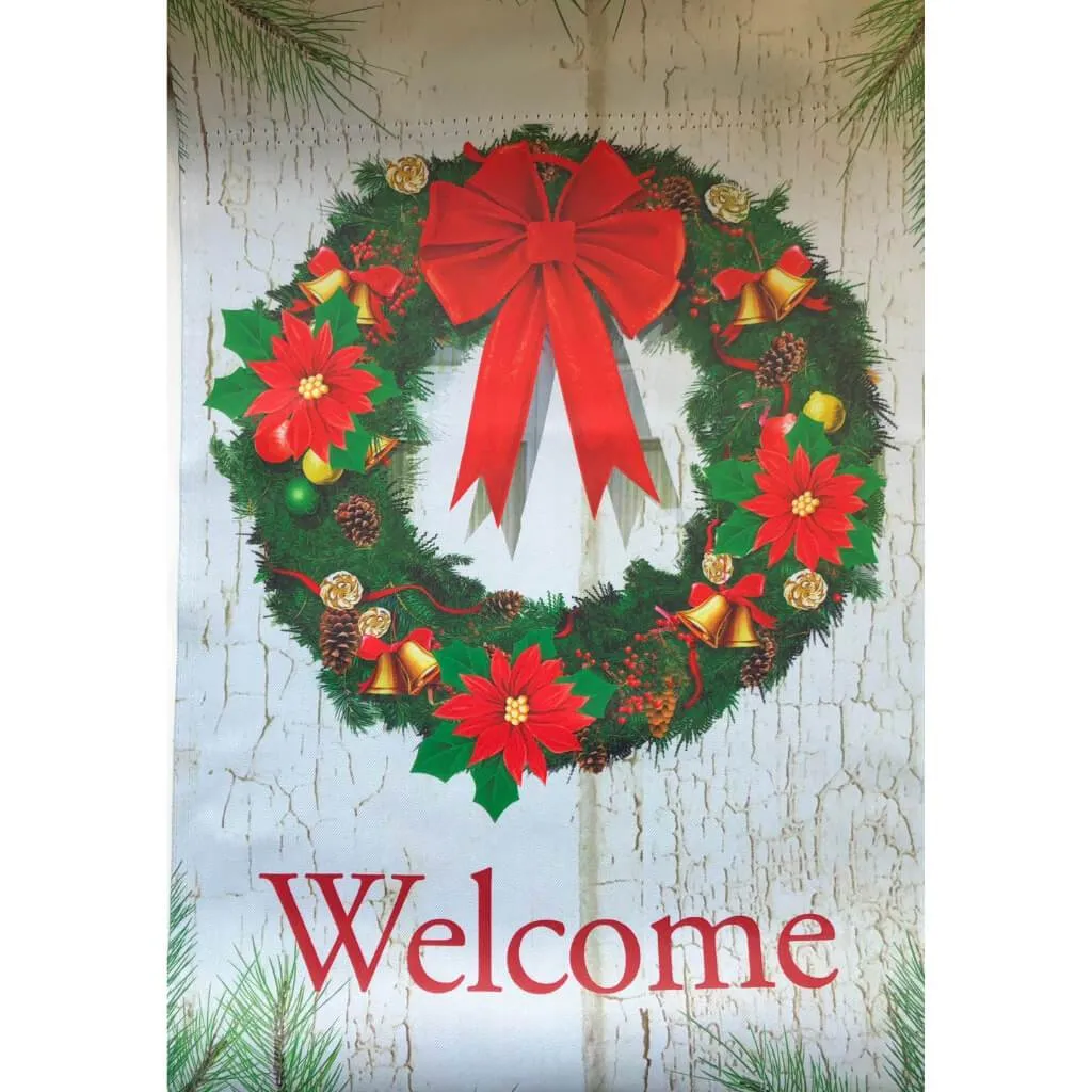 Christmas Wreath Garden Flag