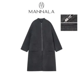 Collarless Wool Coat