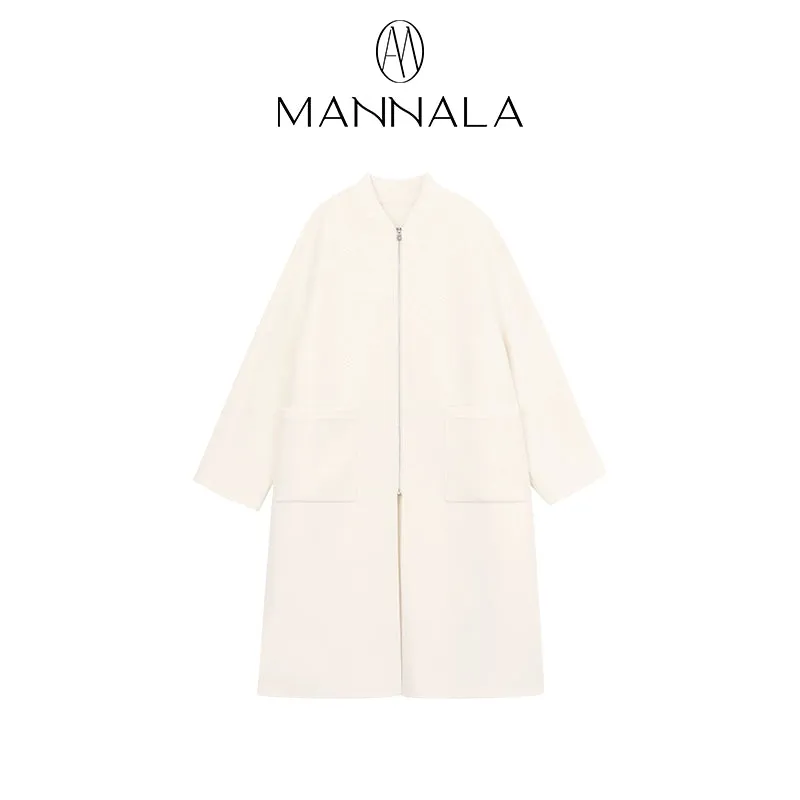 Collarless Wool Coat