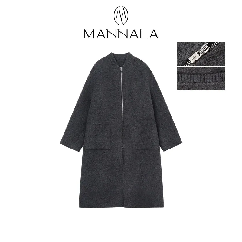 Collarless Wool Coat
