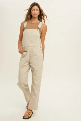 Cream Denim Overall Jumpsuit