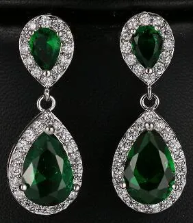 Cubic Zirconia Crystal  Water Drop Dangle Party Earrings