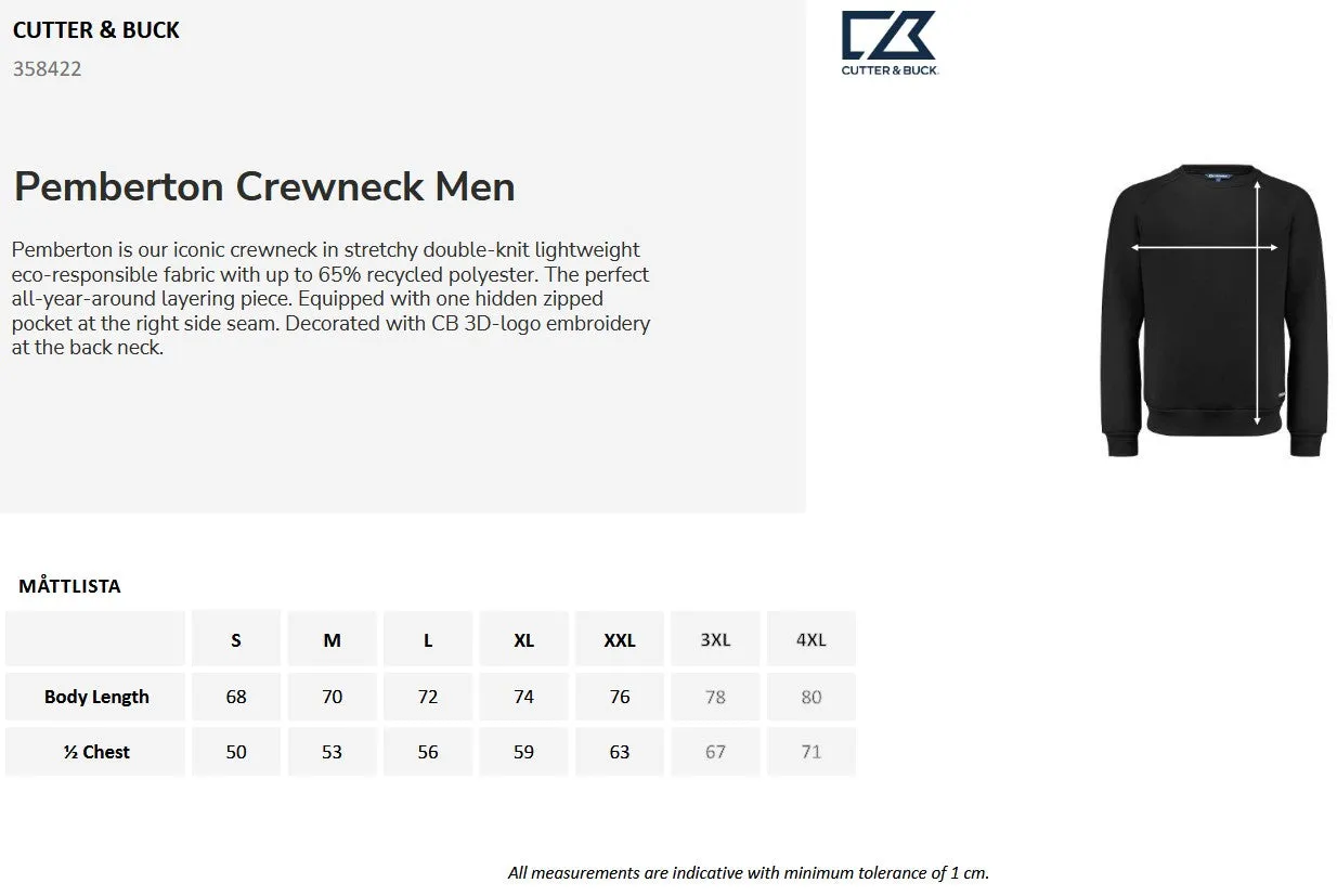 Cutter & Buck Pemberton Men's Crewneck Sweatshirt | Stretch Sweater | 4 Colours | S-4XL