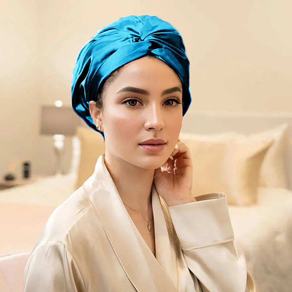 Double Layer Silk Bonnet - Teal