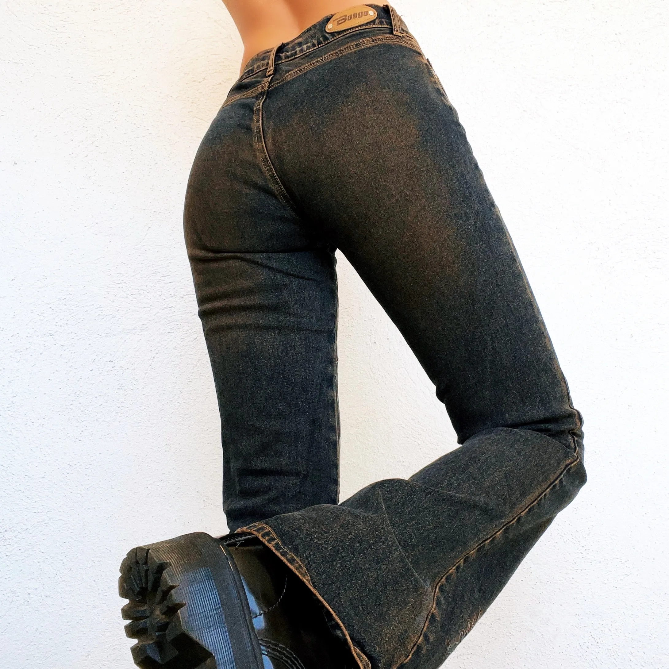 Embroidered Bongo Flame Jeans