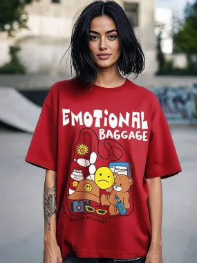 Emotional Baggage Graphic Print Good Quality Womens Drop Shoulder TShirt At A Reasonable Price