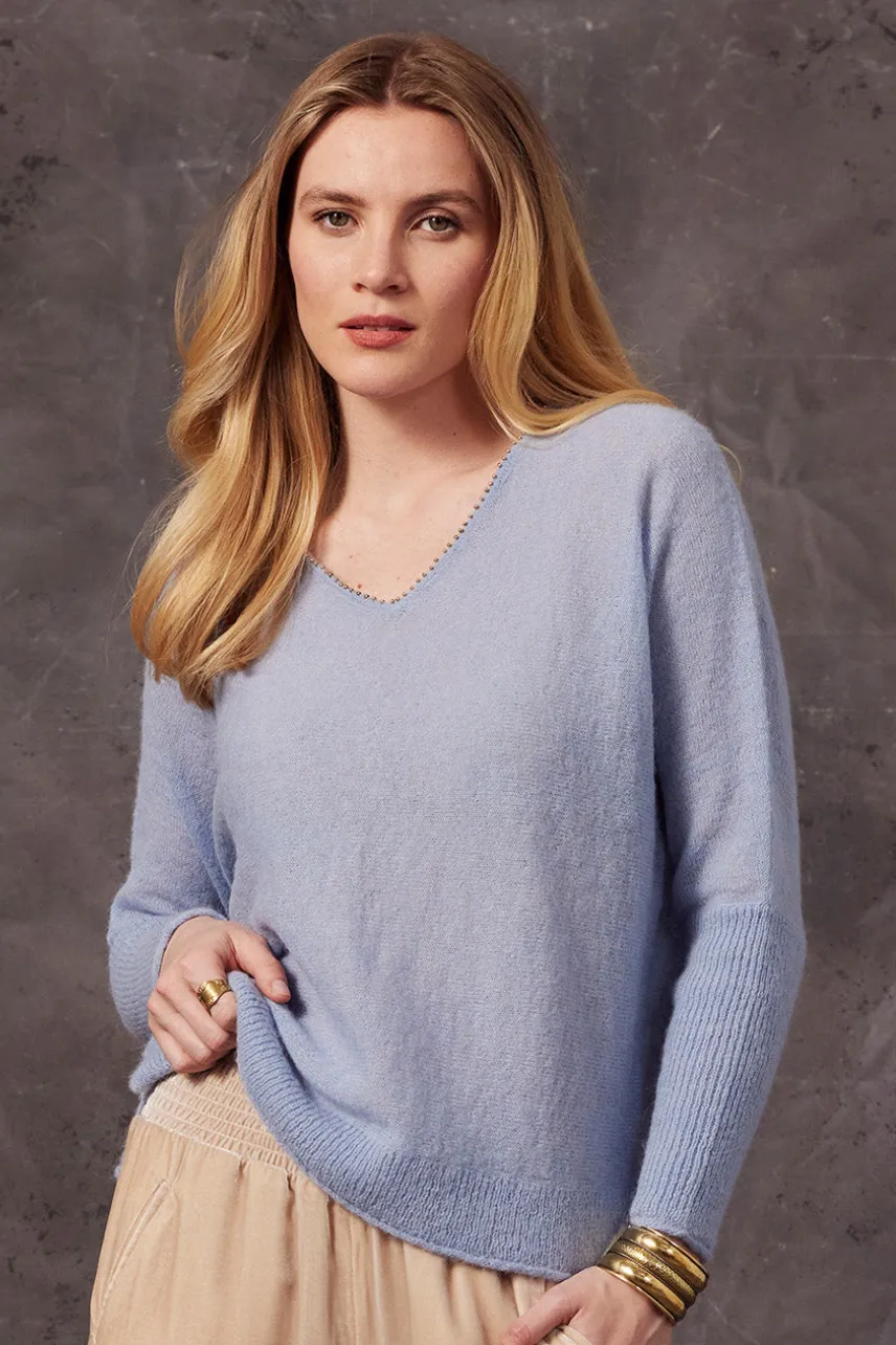 Eva Batwing Sweater in Lake Blue