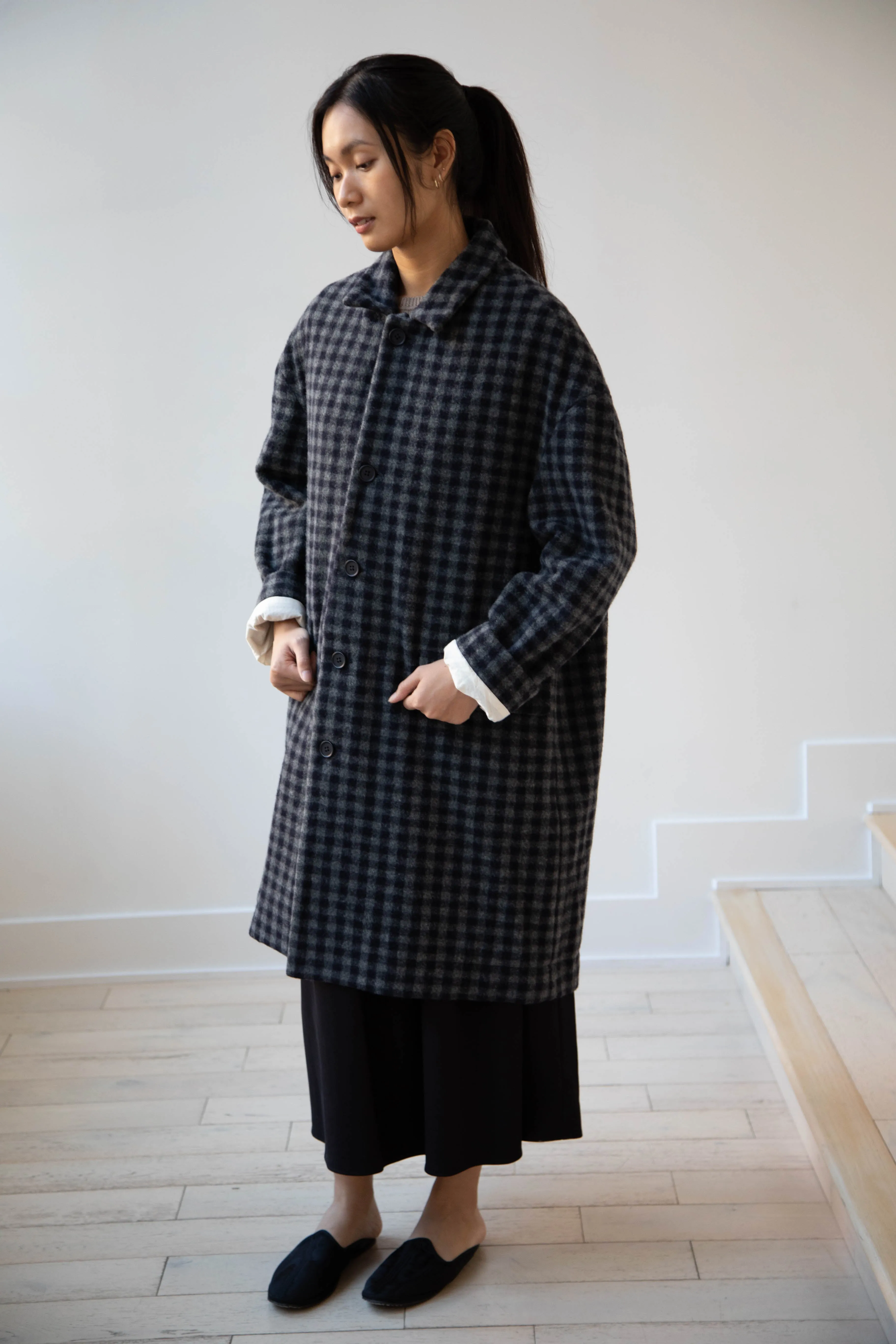 Evan Kinori | Big Coat in Brushed Cashmere Wool Check