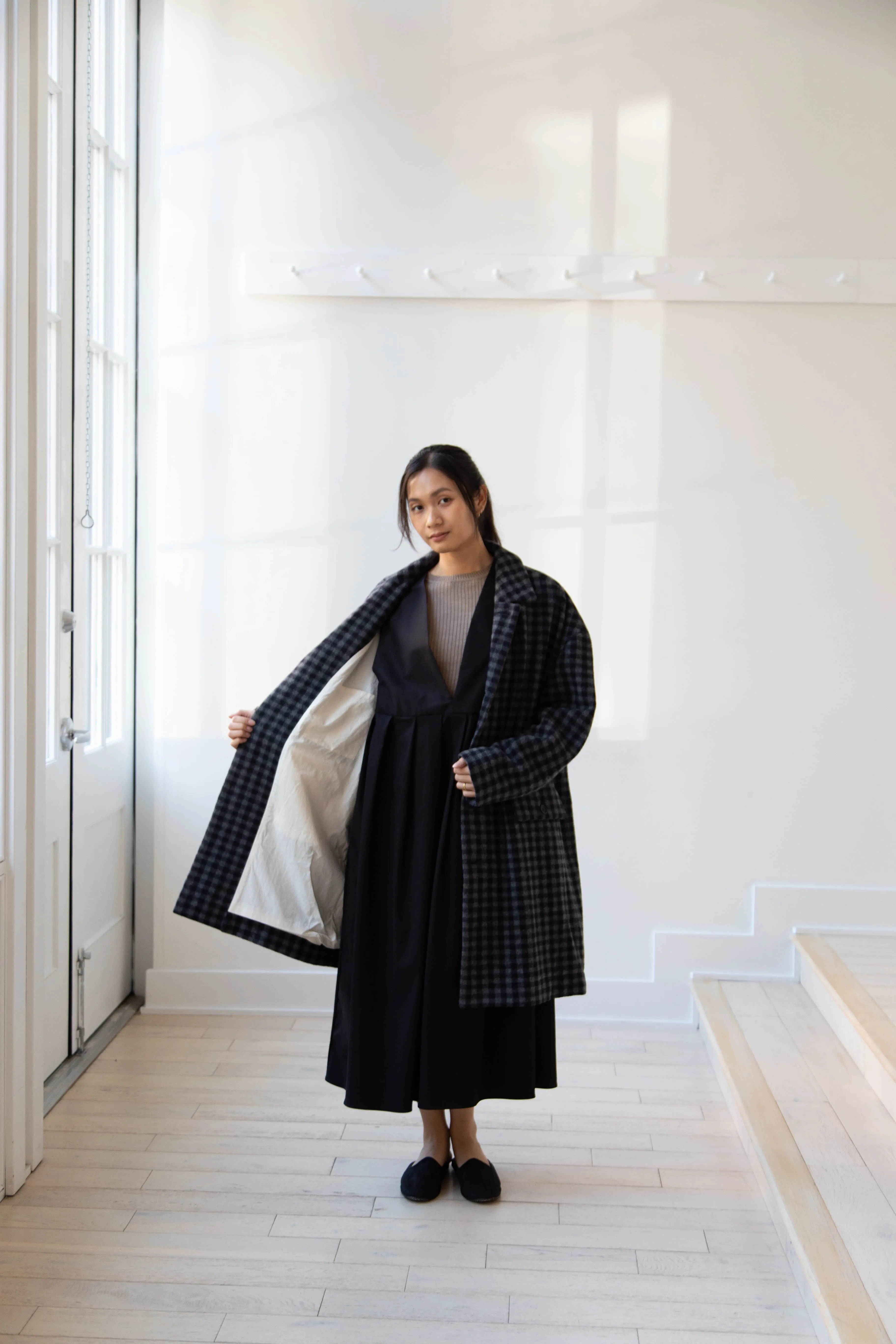 Evan Kinori | Big Coat in Brushed Cashmere Wool Check