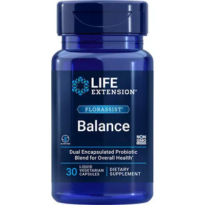 FLORASSIST Balance, Probiotic Blend for Overall Health, 30 Liquid Vegetarian Capsules, Life Extension