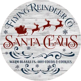 Flying Reindeer Sign, Santa Claus, Holiday Sign, Wreath Center, Wreath Attachment