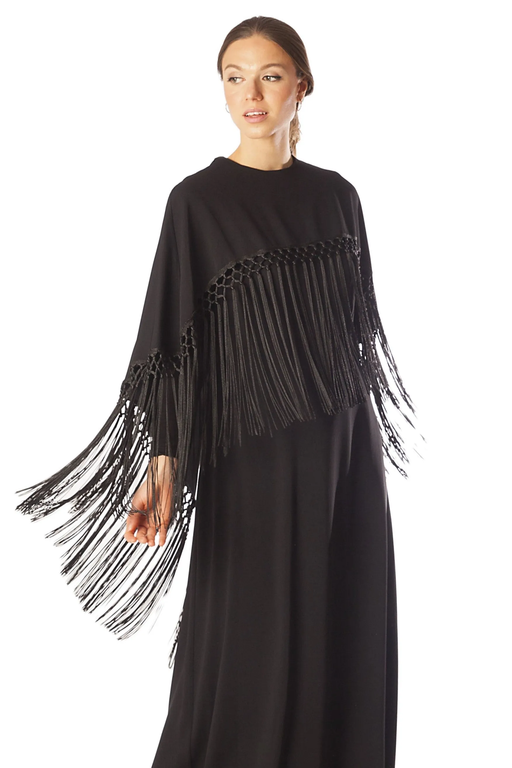 Fringed Edge Cape Gown