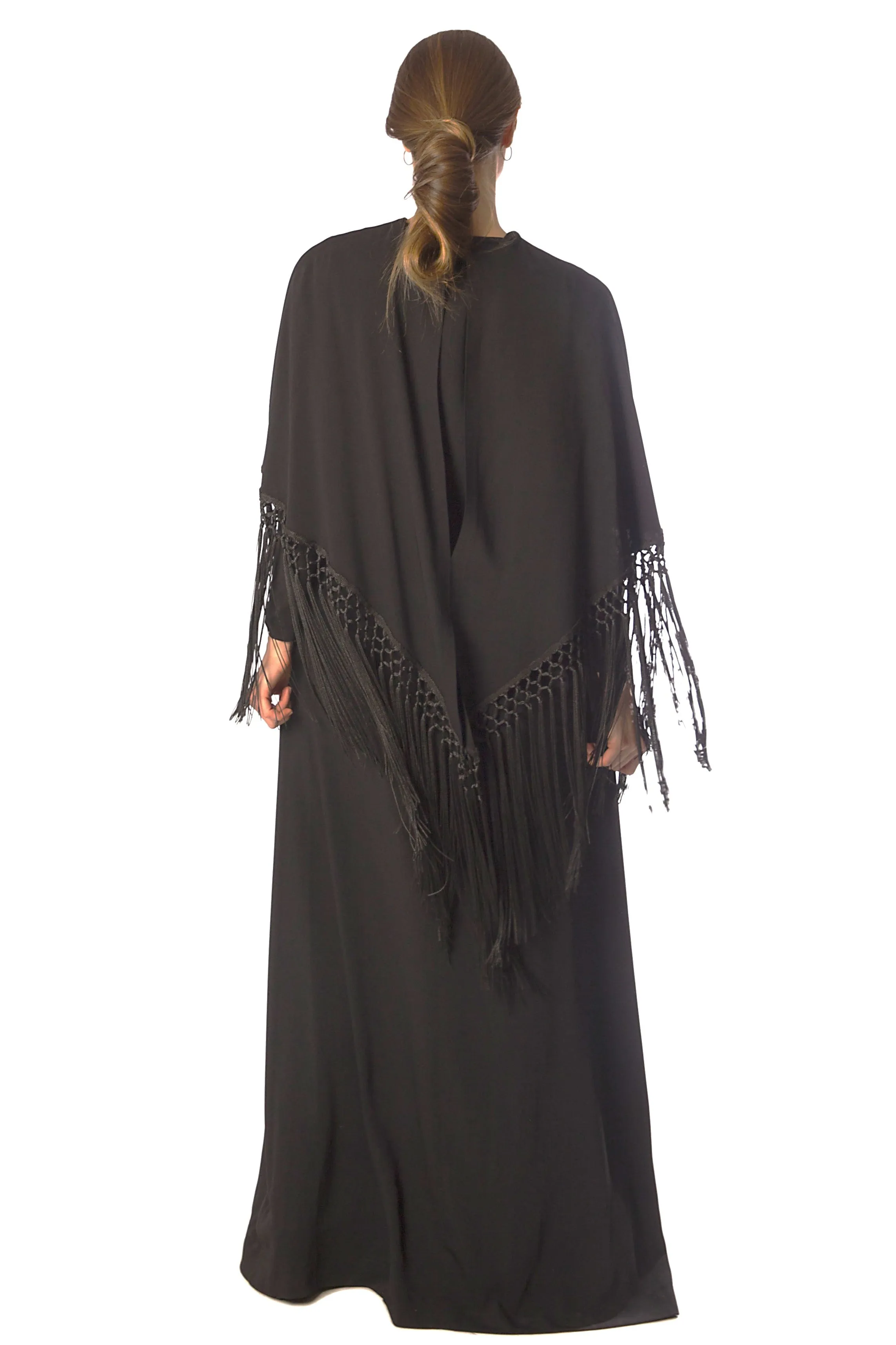 Fringed Edge Cape Gown