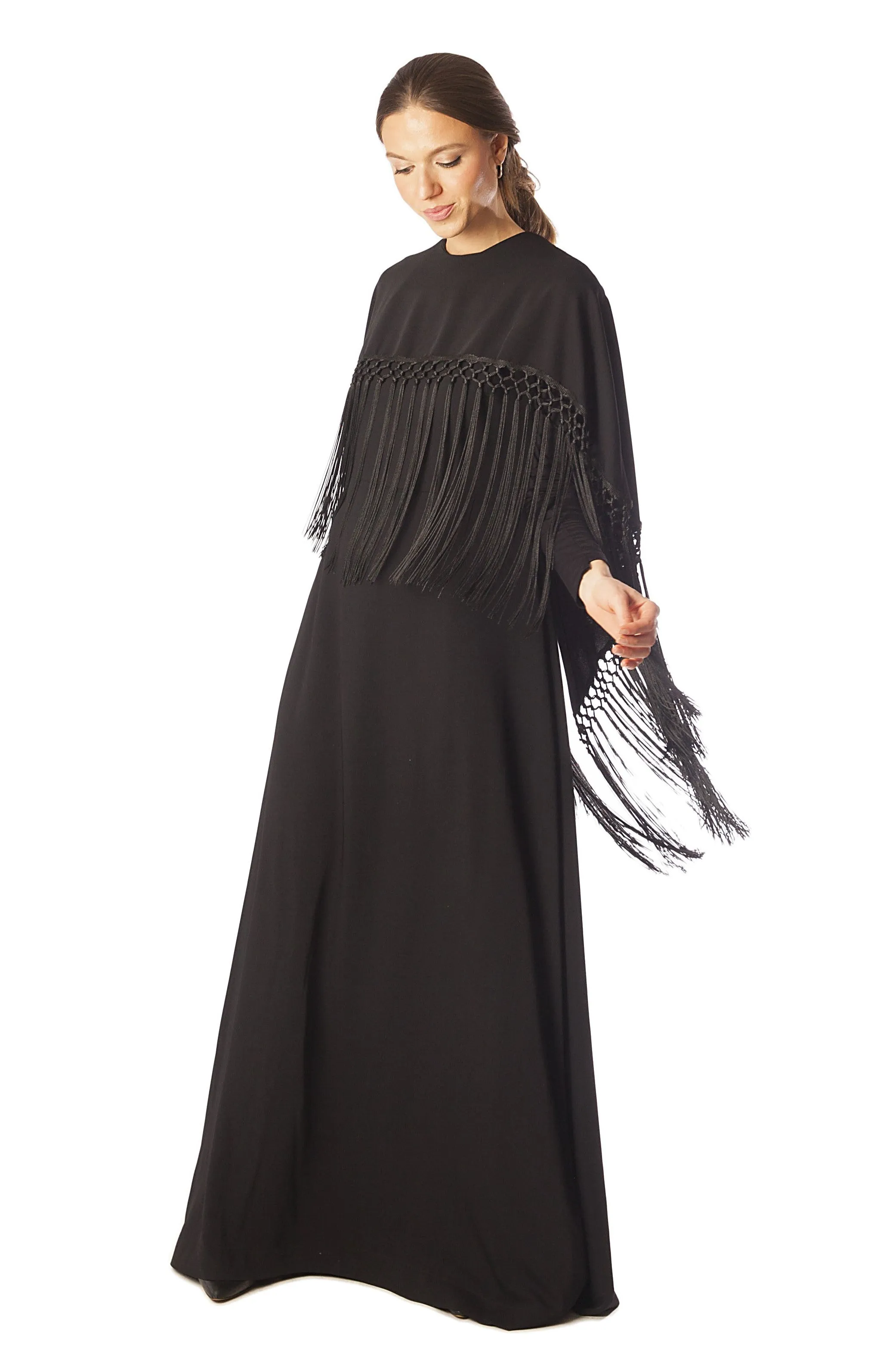 Fringed Edge Cape Gown