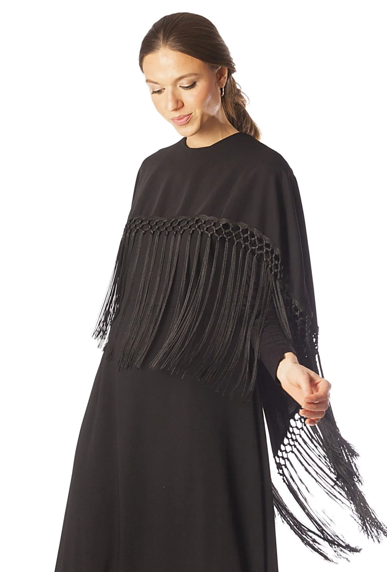 Fringed Edge Cape Gown