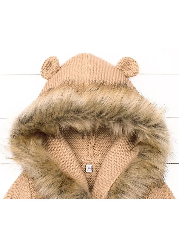 Fur Trim Sweater Cardigan Coat