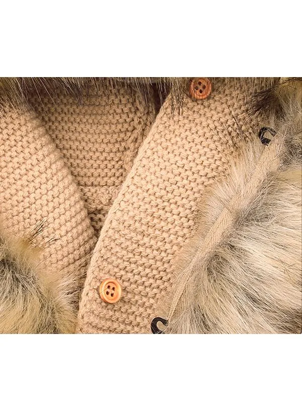 Fur Trim Sweater Cardigan Coat