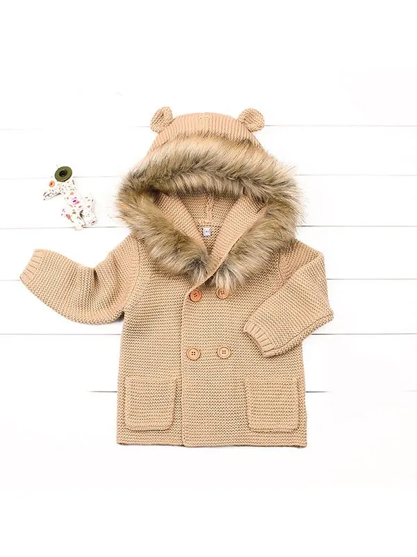 Fur Trim Sweater Cardigan Coat
