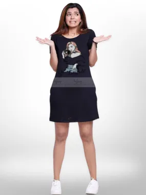 Girl With Cool Photoshoot Printed Long T-shirt For Women's