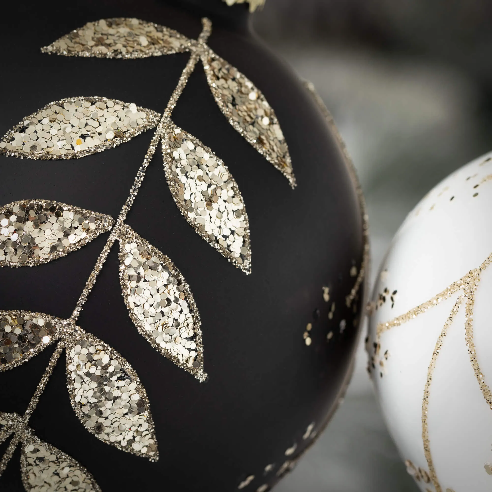 Glittered Leaf Ornament Set