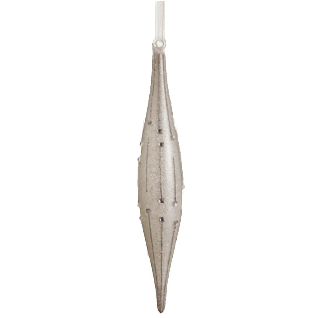Glittered Rhinestone Glass Icicle Ornament